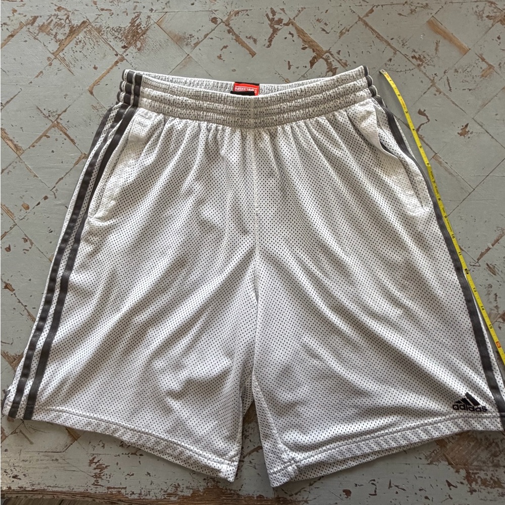 Adidas Men's White Gray Athletic Shorts Basketball Large
